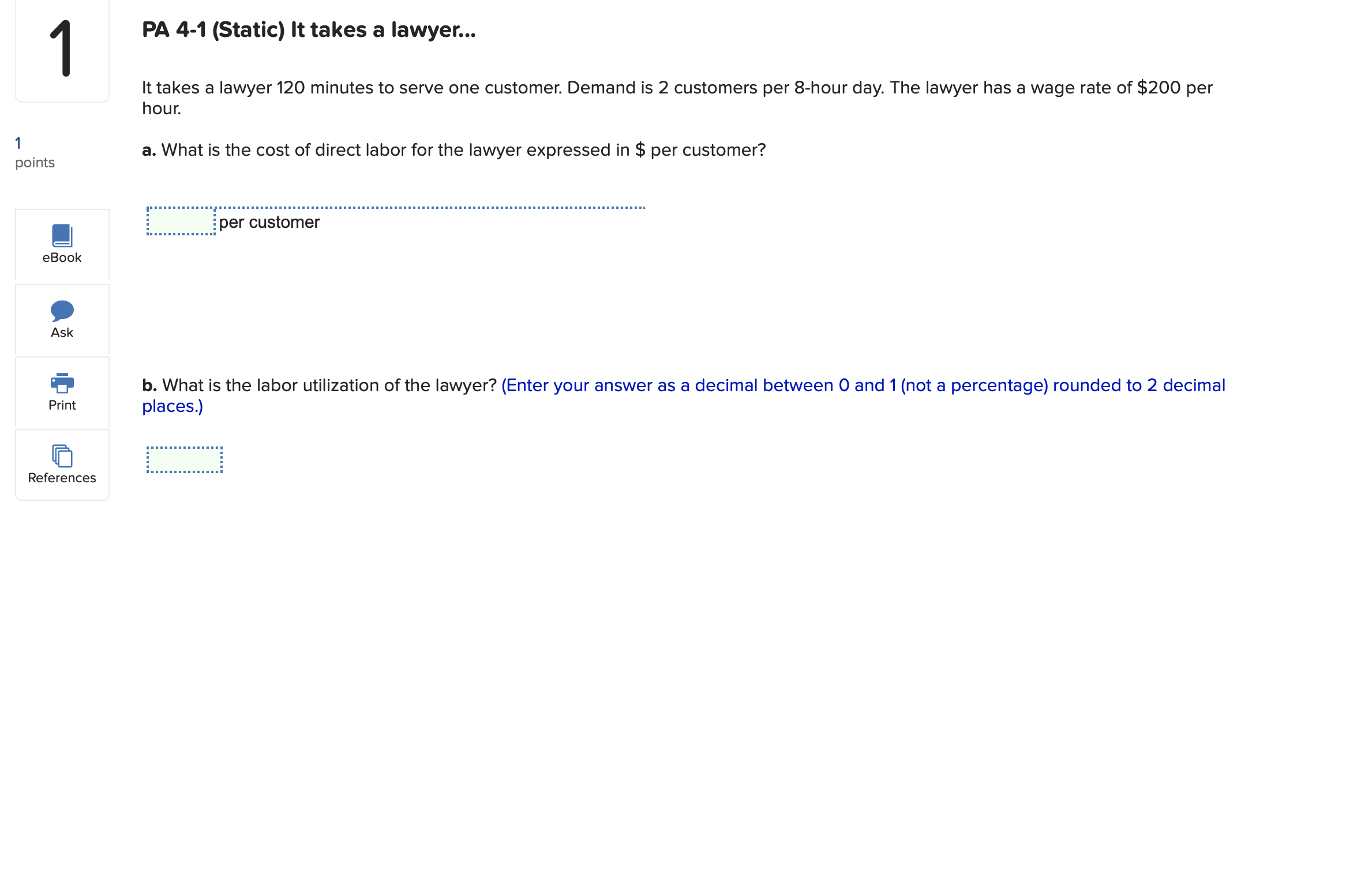 Typed only please. References PA 4-1 (Static) It takes a lawyer... It