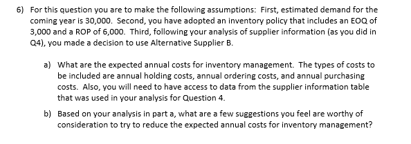 of information for two potential alternative suppliers in China ( A and