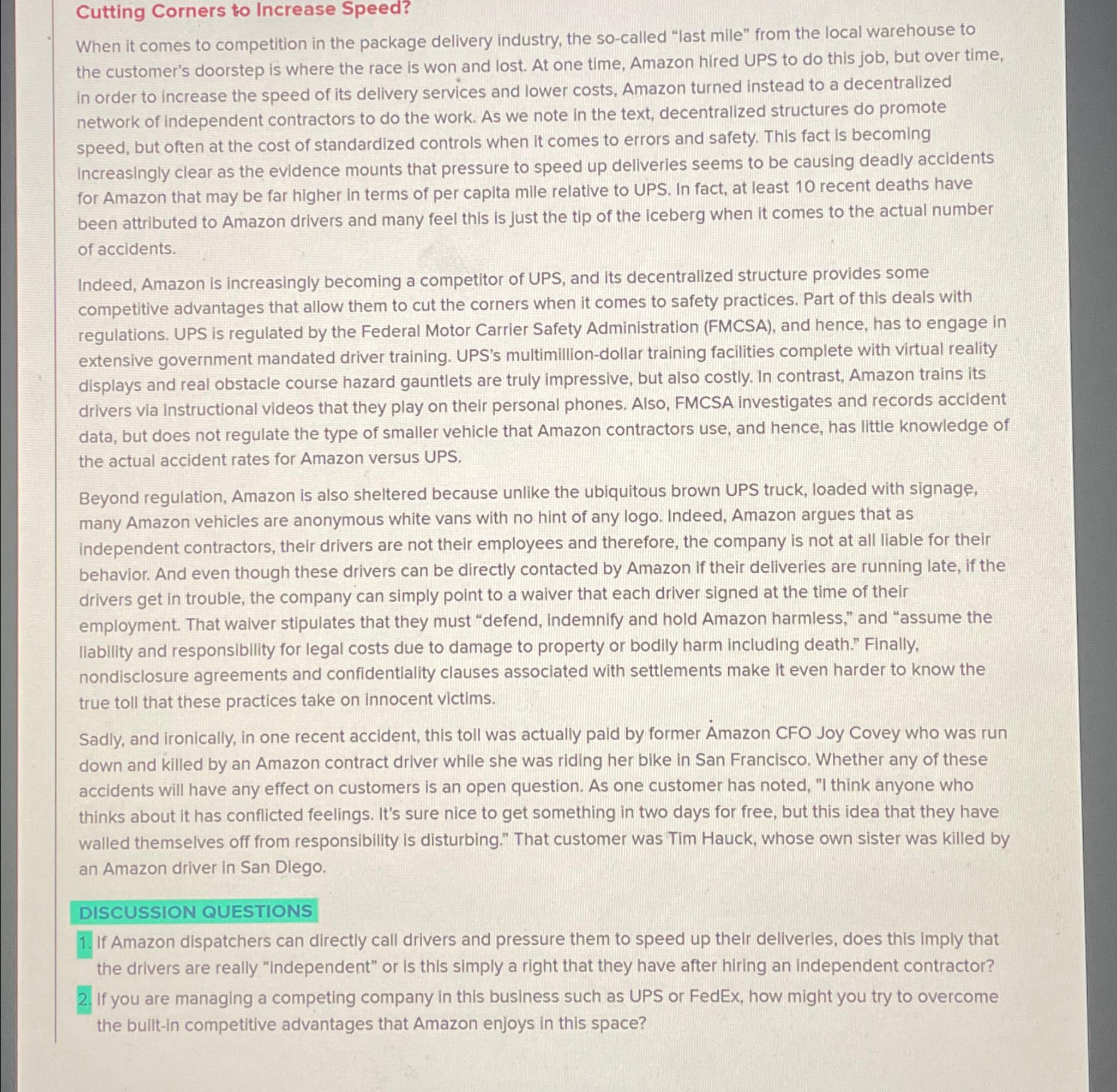 Cutting Corners to Increase Speed? When it comes to competition in