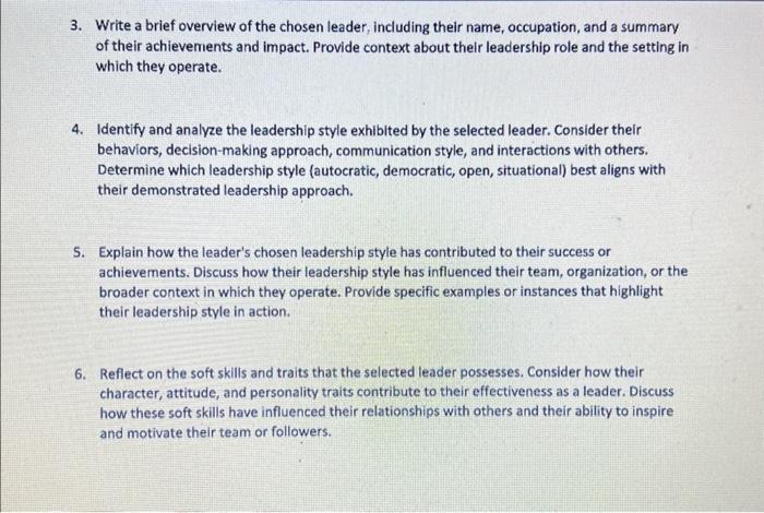 Objective: The objective of this assignment is to explore different leadership styles