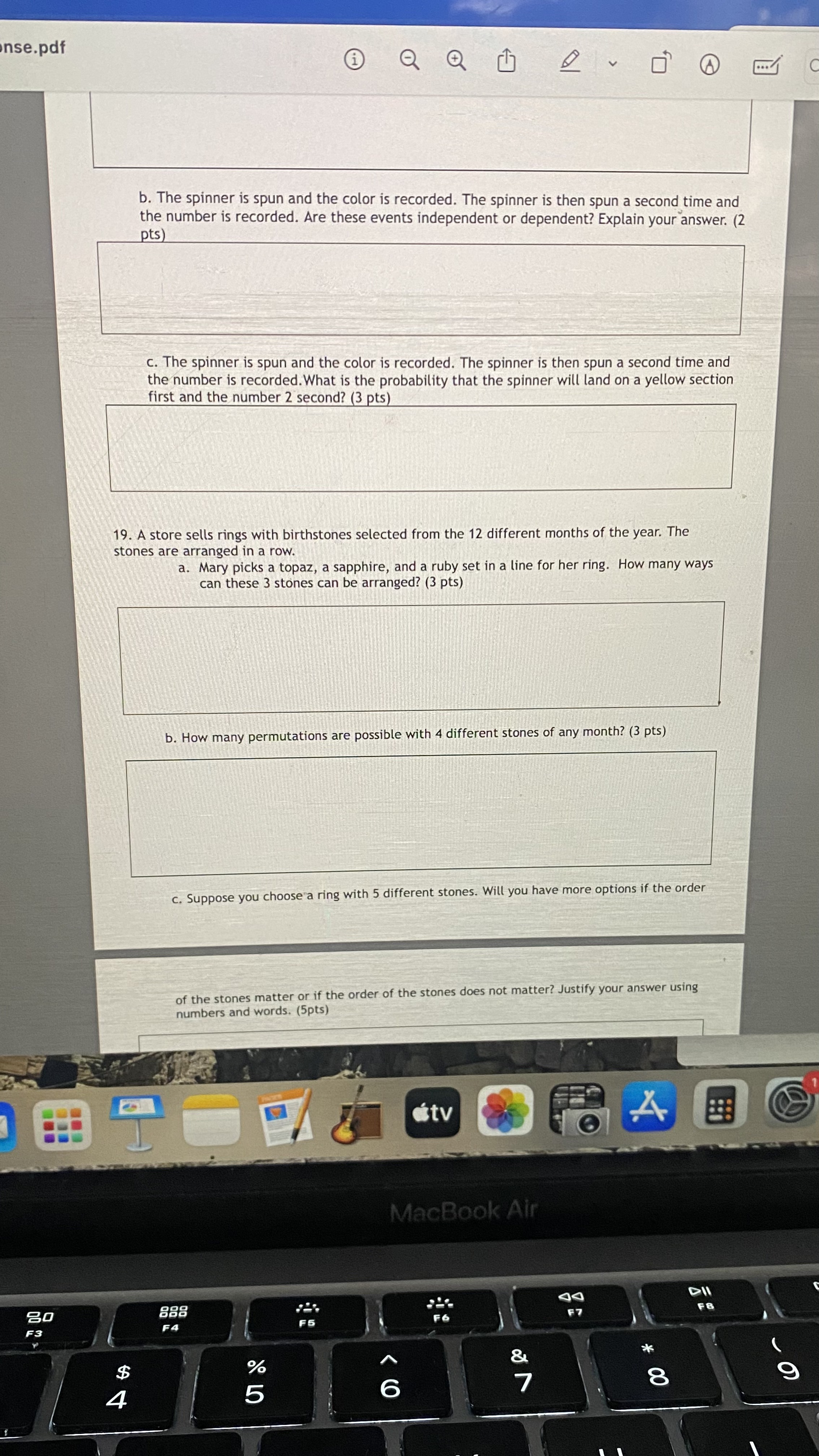 the work, answer, and/or data display. Take a picture of what you