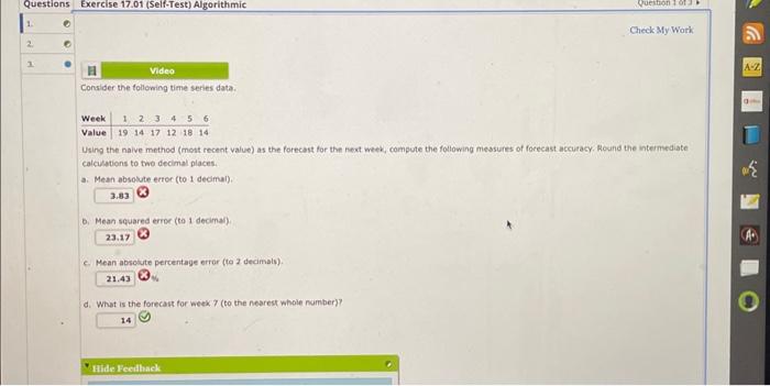  Consider the tolloming time series data. Using the naive method (mont