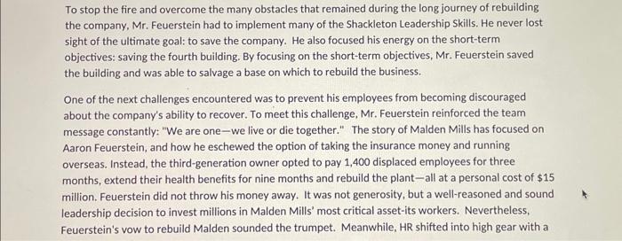 leadership skills and behavlors did the owner display? - How did the