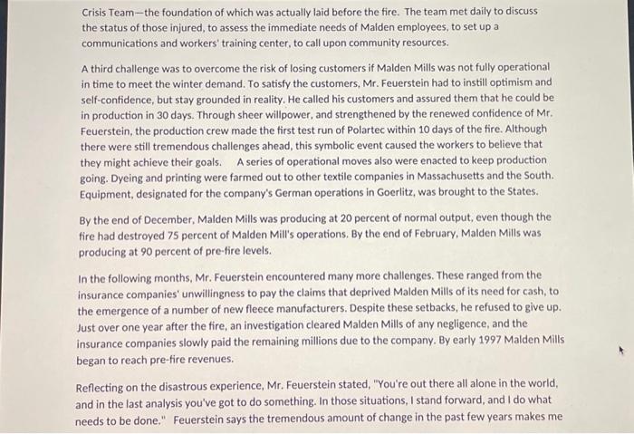 owner manage the change that occurred during and after the crisis? -