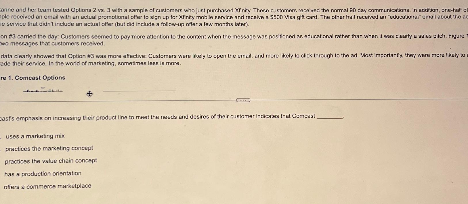  canne and her team tested Options 2 vs.3 with a sample