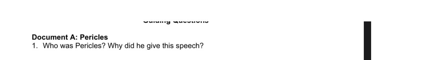  Document A: Pericles Who was Pericles? Why did he give this