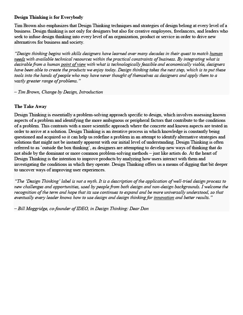 Please read the article in the PDF What Is Design Thinking and