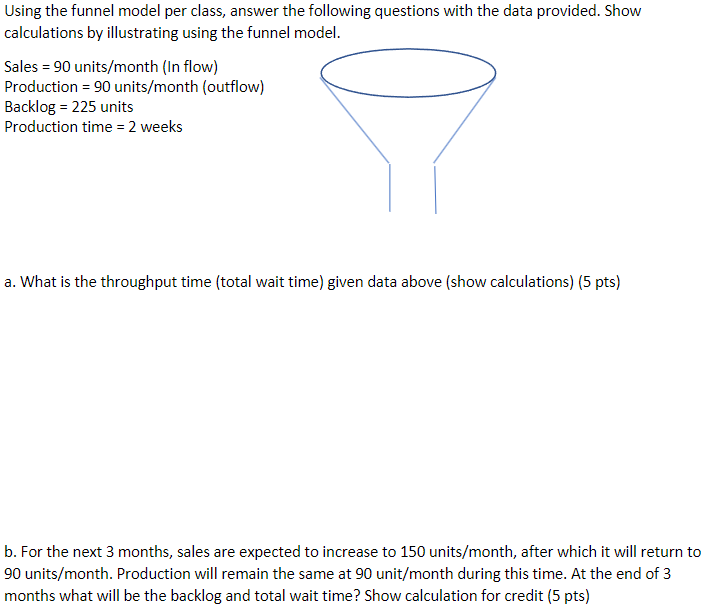 Using the funnel model per class, answer the following questions with