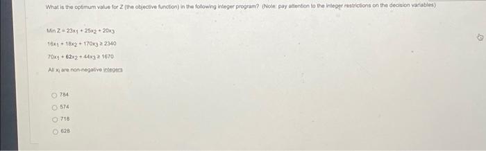  What is the optimum value for Z (the objective function) in