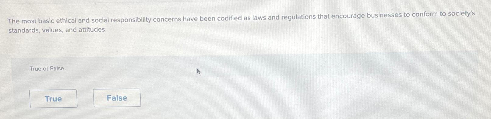  The most basic ethical and social responsibility concerns have been codified