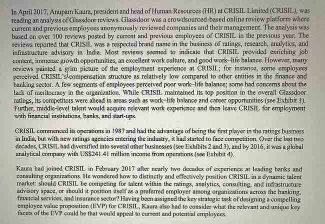 Case: Crisil designing a compelling employee value proposition. Please answer the following