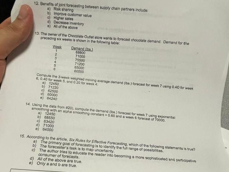 compute the demand (ibs.) forecast for week 7 using exponential smoothing with