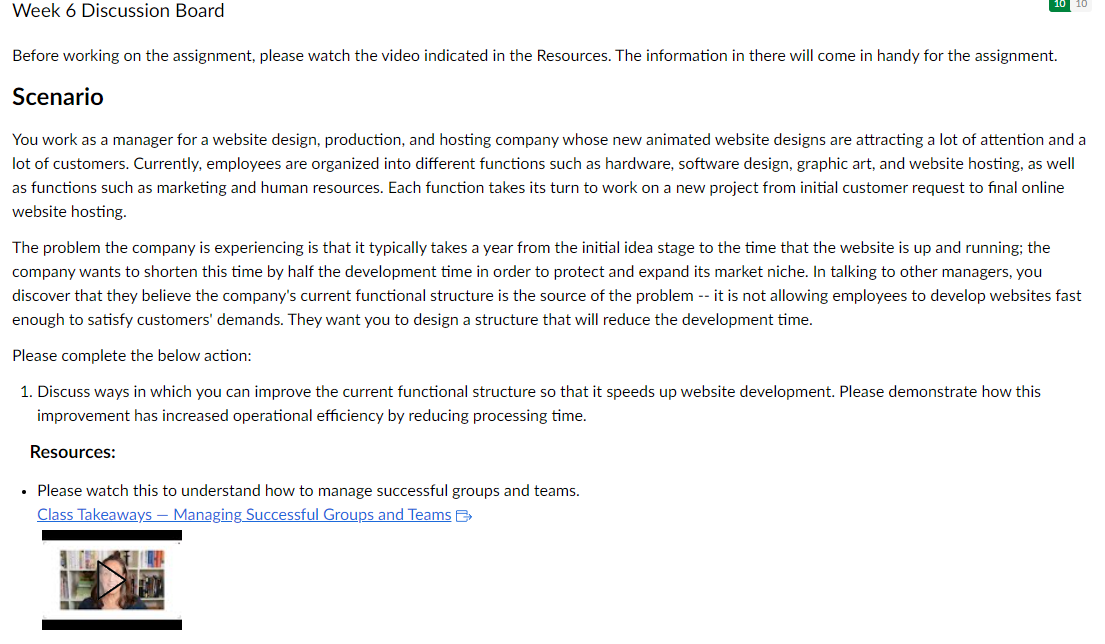 Before working on the assignment, please watch the video indicated in