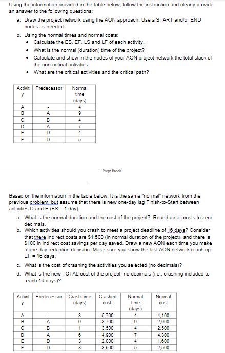 Using the information provided in the table below, follow the instruction