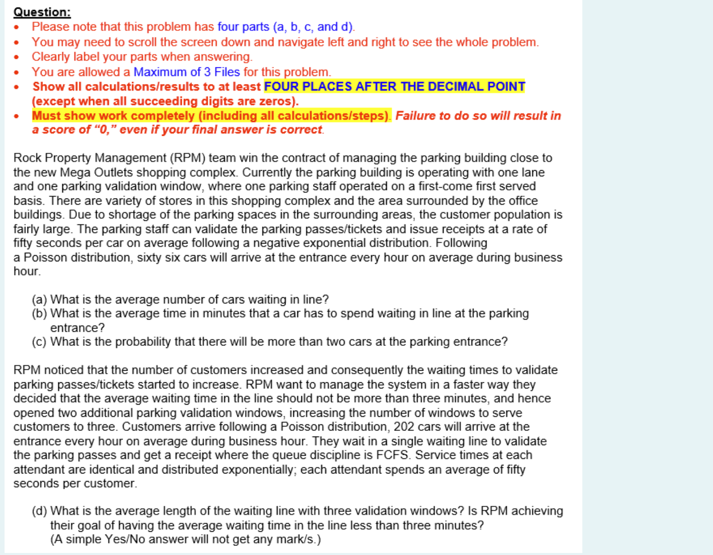  Question: Please note that this problem has four parts (a, b,