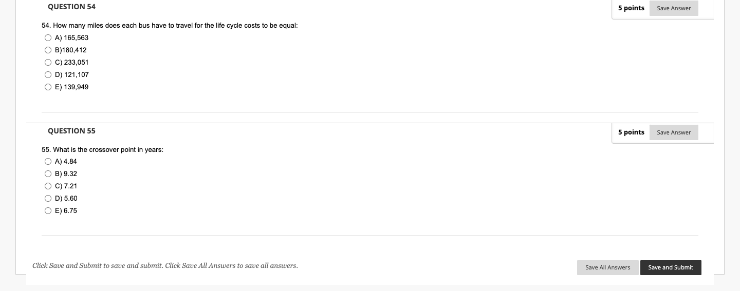 and has to select from two models. Model A (diesel bus) costs