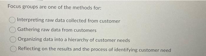 product concept Setting final specification Establishing target specfictation Which of the following