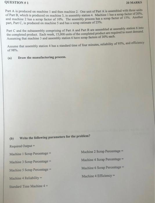  please handwriten answers with explains QUESTION \# 1 20 MARKS Part