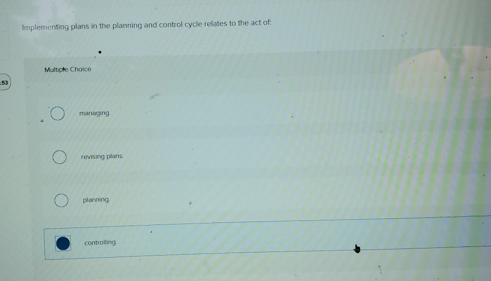  Implementing plans in the planning and control cycle relates to the