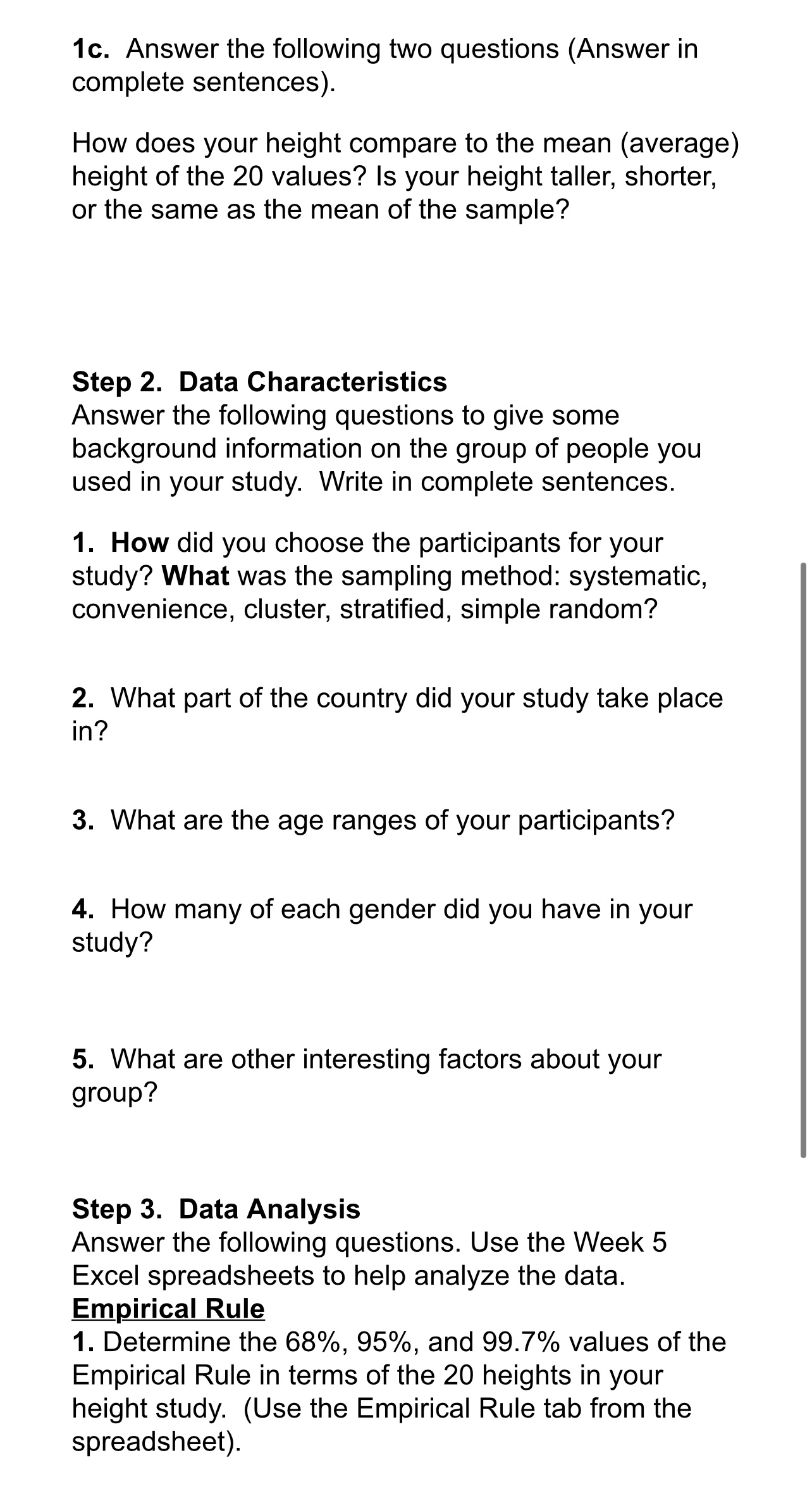 to use for this lab. The data values represent the HEIGHTS of