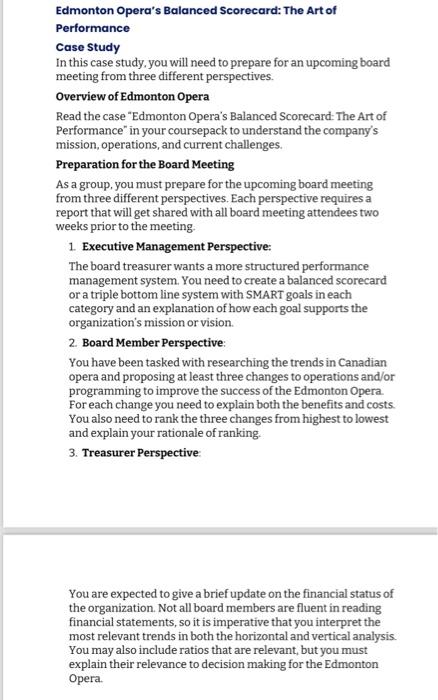  Performance Case Study In this case study. you will need to