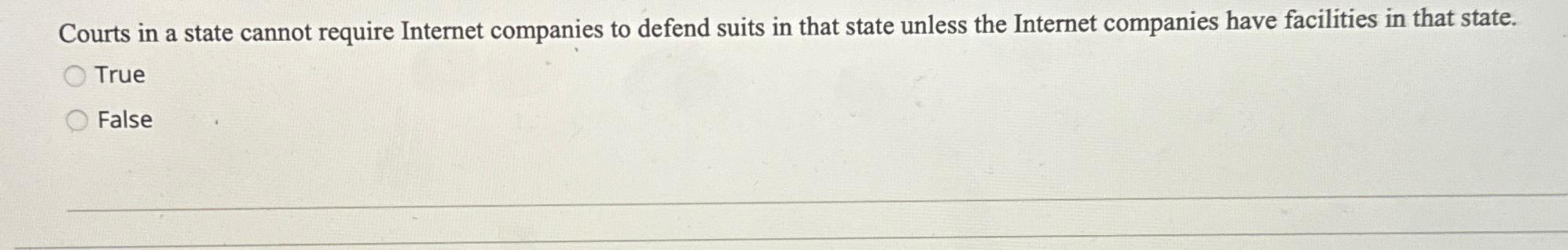  Courts in a state cannot require Internet companies to defend suits