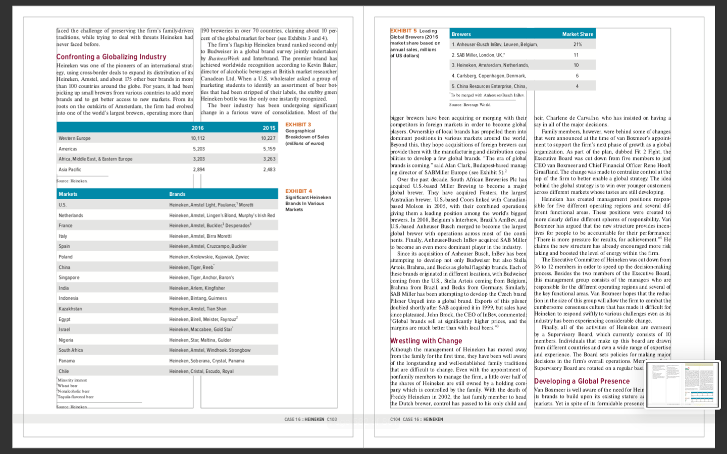 the combination of global strategies adopted by Heineken for its diverse portfolio