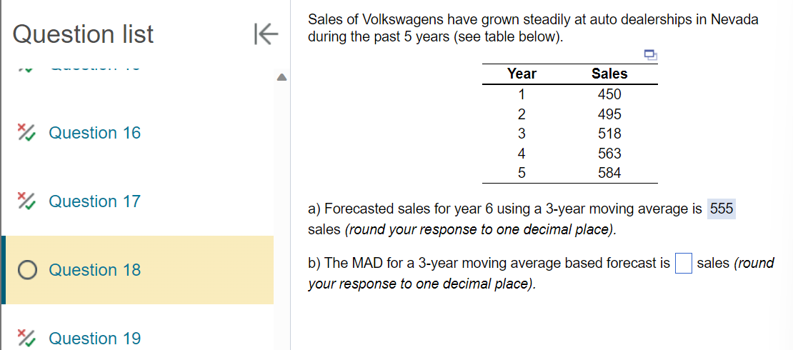 Please use actual numbers Question list x/s Question 16 Question 17 Question