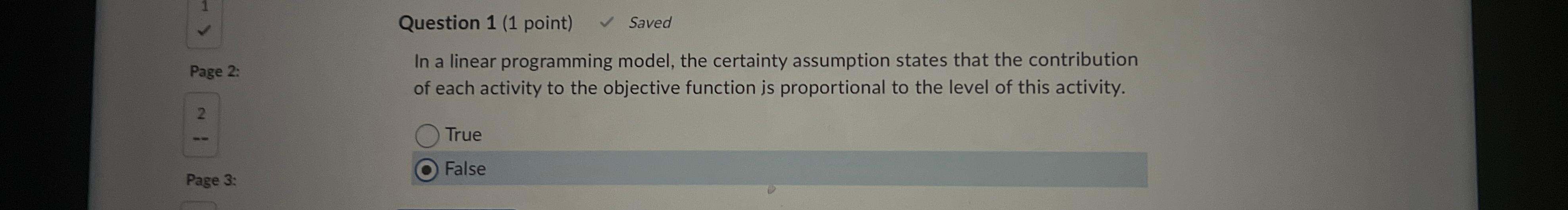  Question 1(1 point) Saved Page 2: 2 Page 3: In a