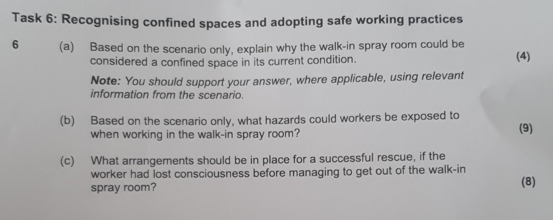 Task 6: Recognising confined spaces and adopting safe working practices 6