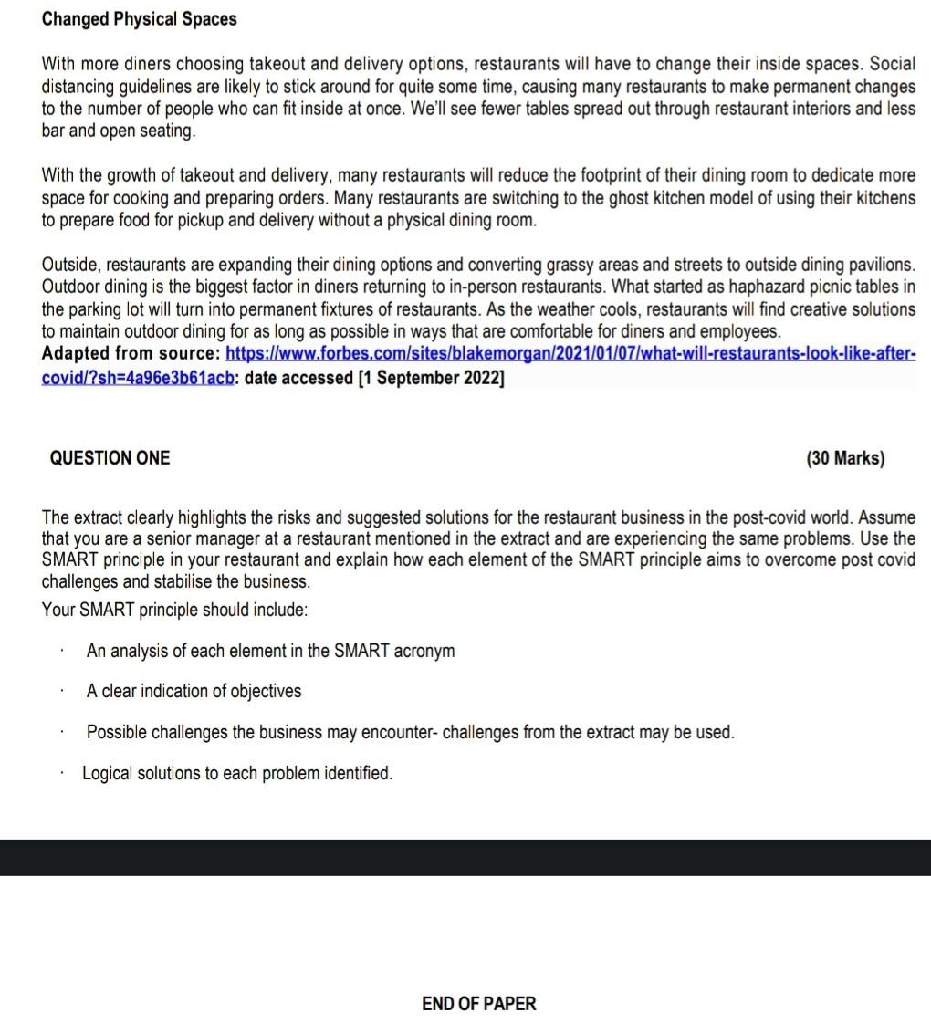 and answer the questions that follow: What Will Restaurants Look Like After