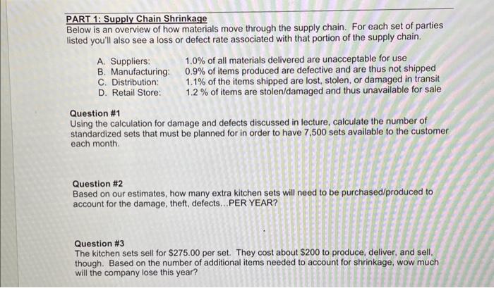 in lecture, calculate the number of standardized sets that must be planned