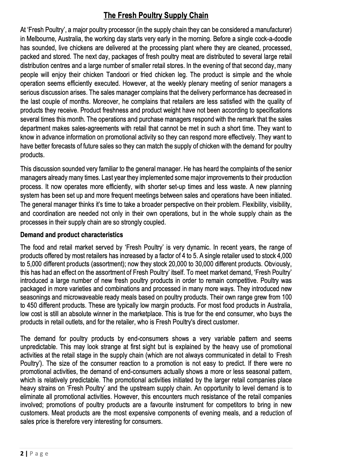 CASE STUDY QUESTION - Q1. Information flows: What operational and tactical demand