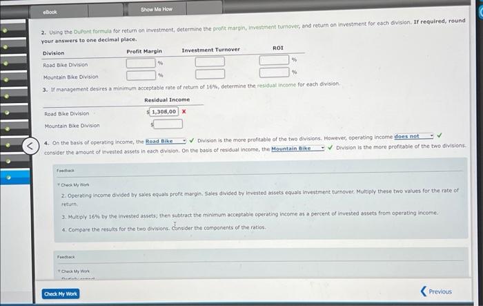 operations of Free Ride B ke Company is evaluating the performance of