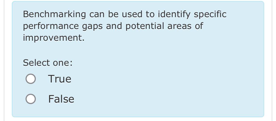  Benchmarking can be used to identify specific performance gaps and potential