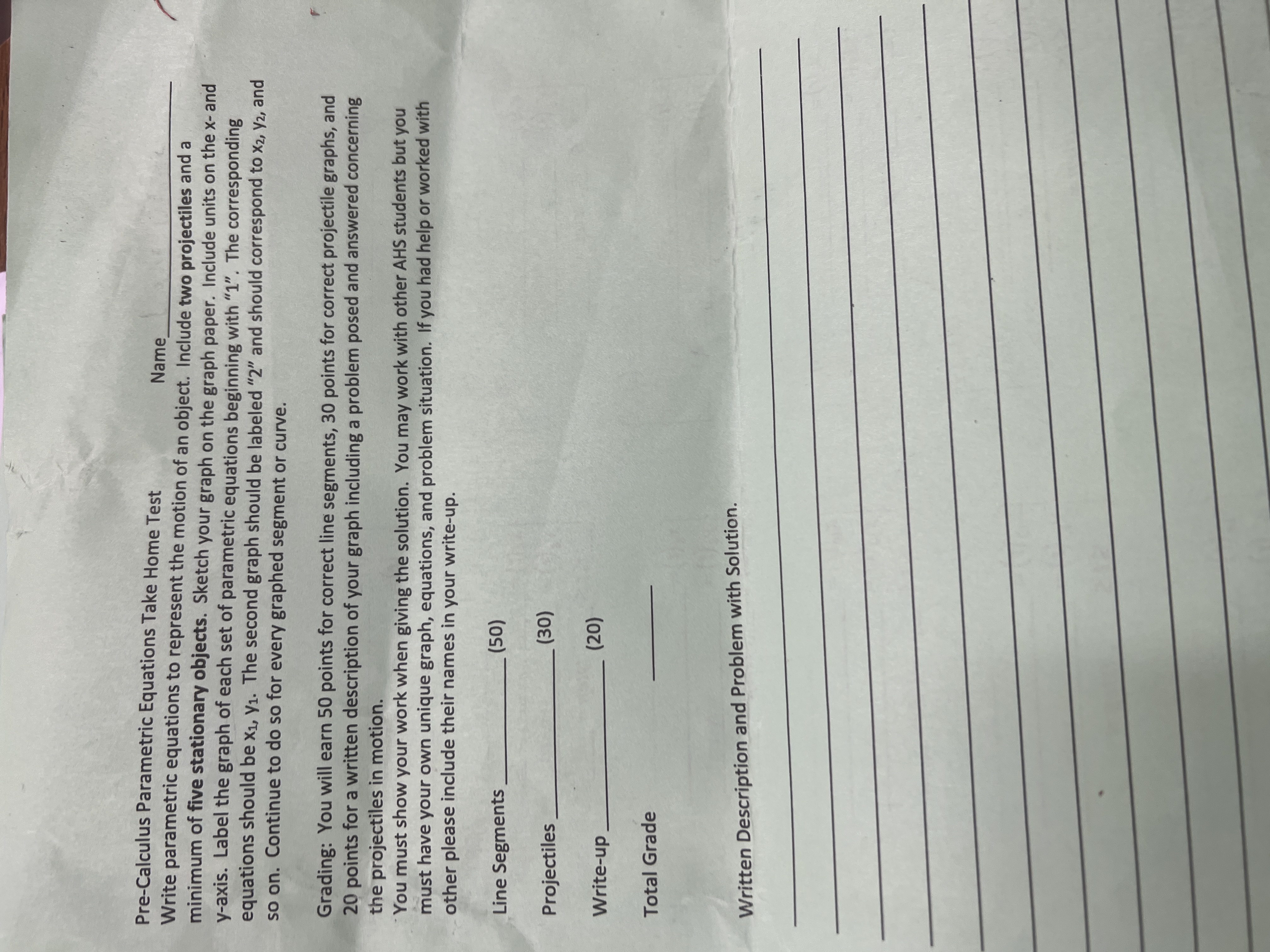 I need Help on this parametric equations project I have no idea