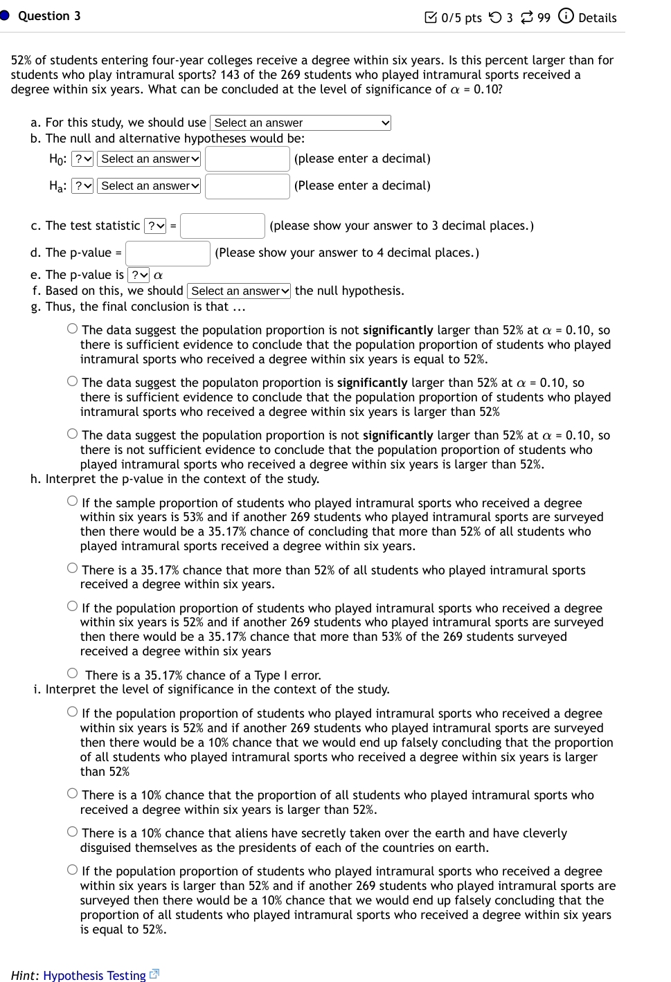 voters who prefer the Democratic candidate is significantly smaller than 69% at