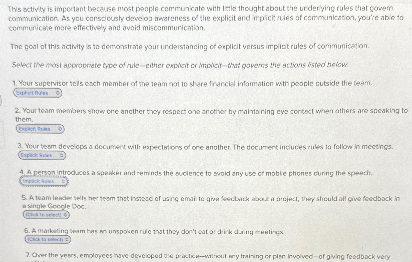  This activity is important because most people communicate with little thought