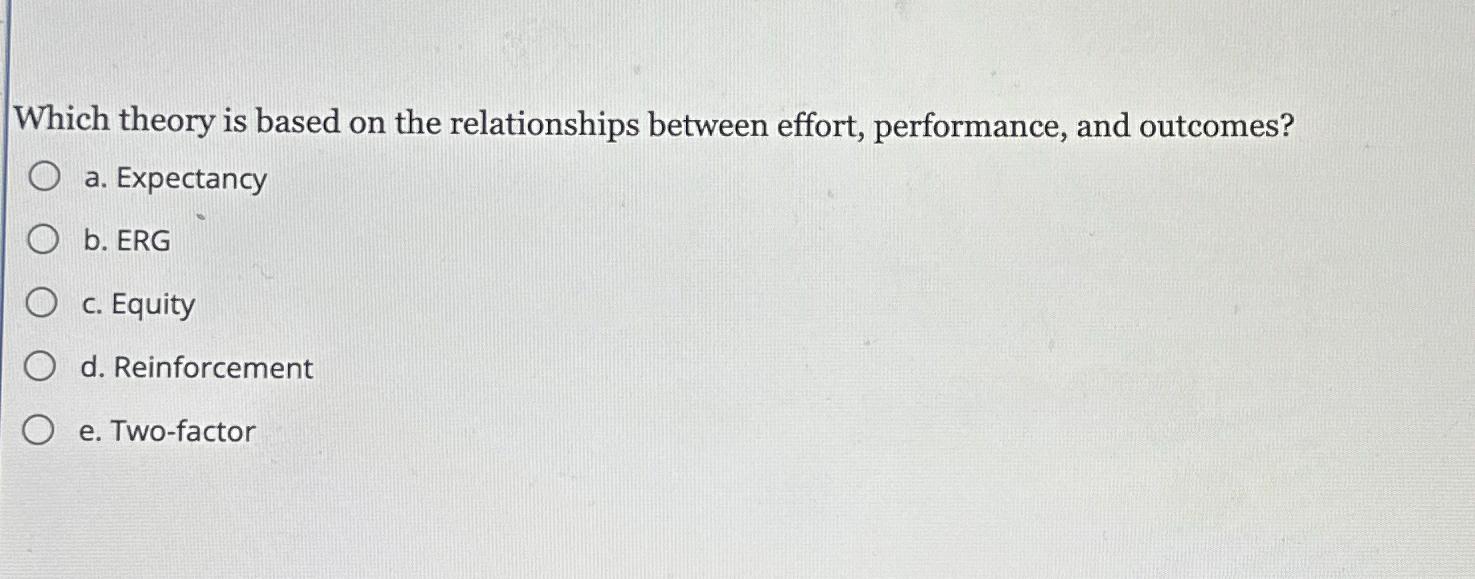  Which theory is based on the relationships between effort, performance, and
