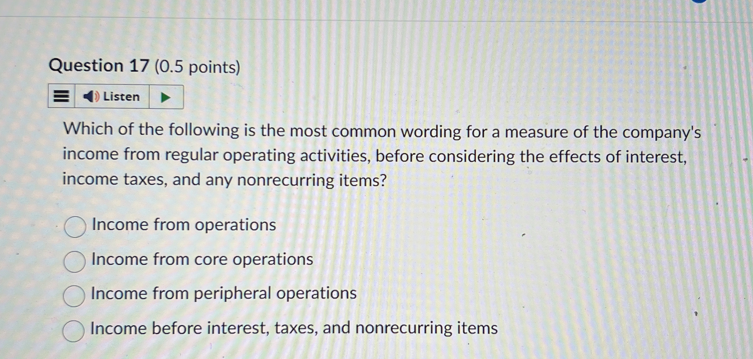  Question 17(0.5 points) Which of the following is the most common