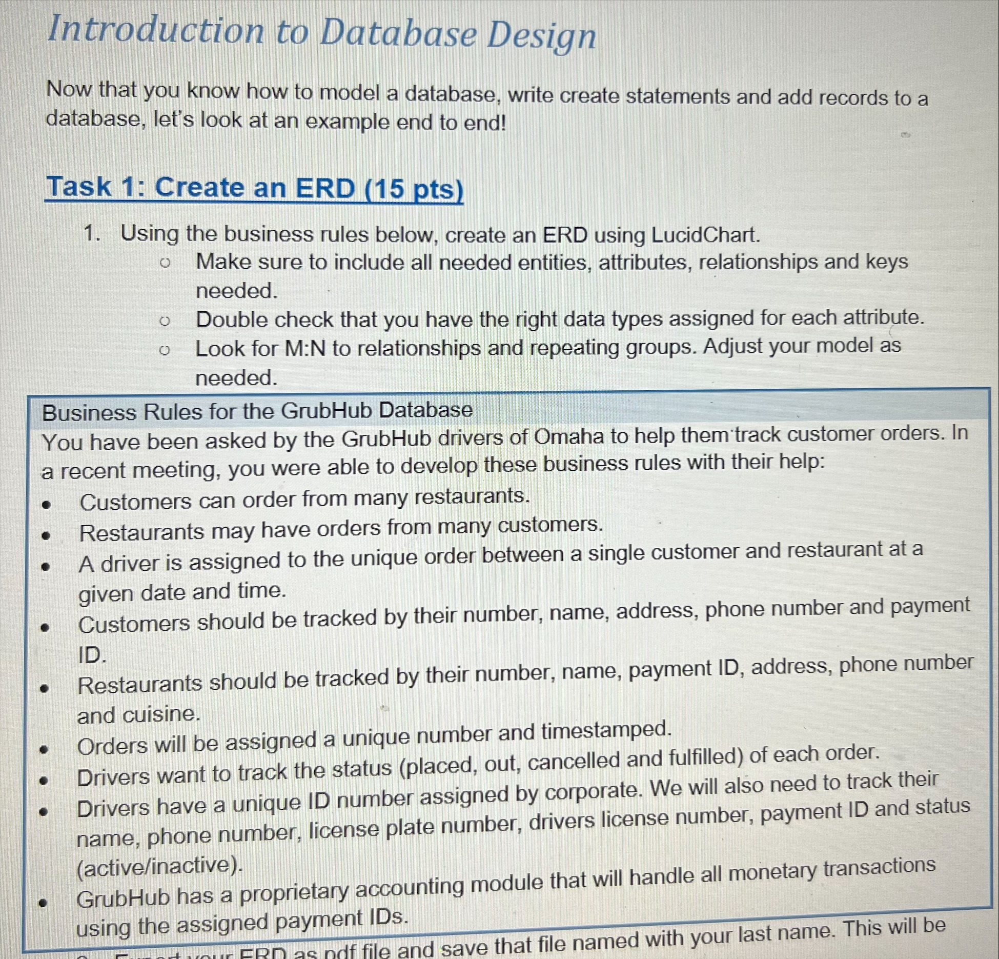  Now that you know how to model a database, write create