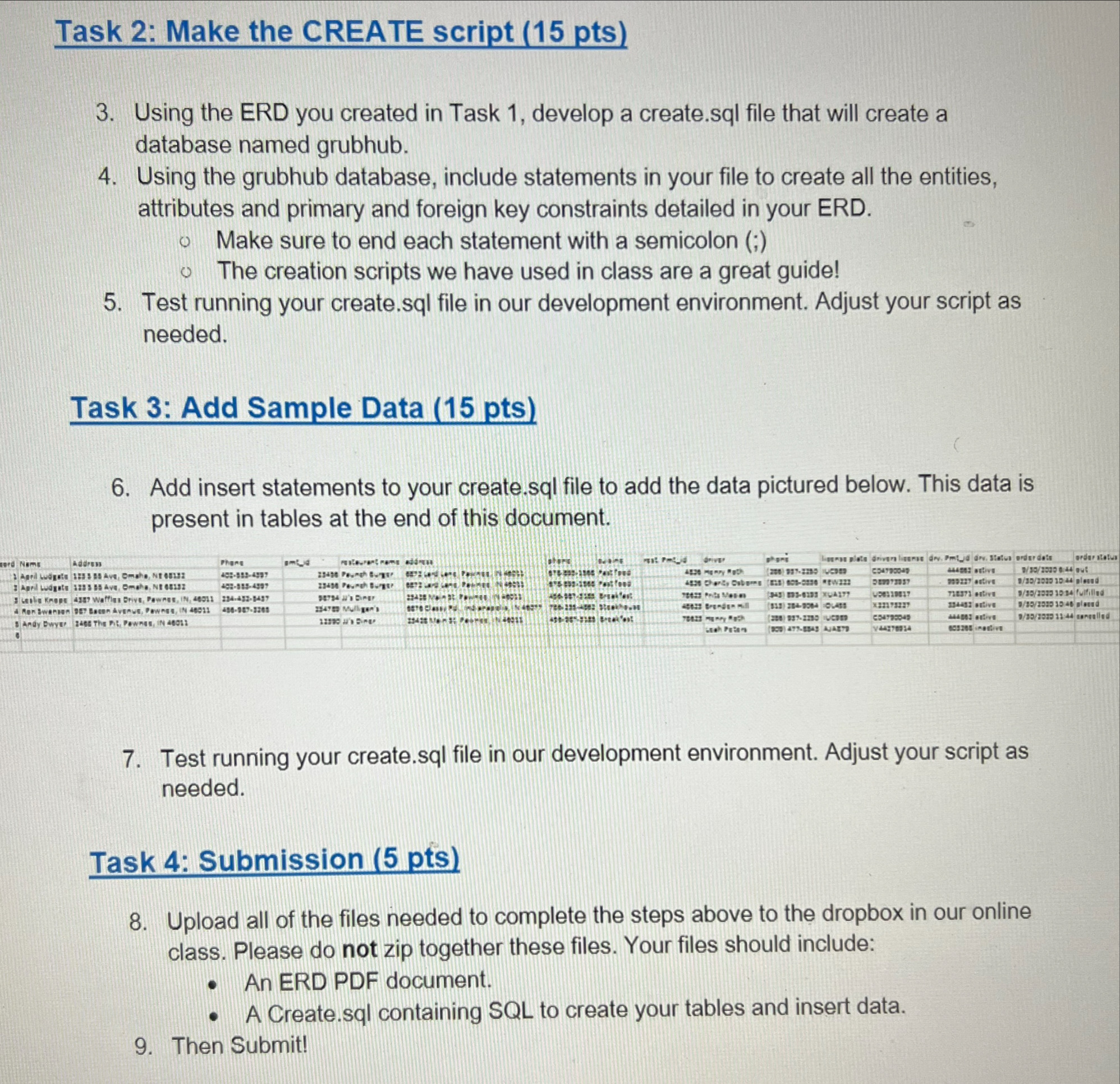statements and add records to a database, let's look at an example