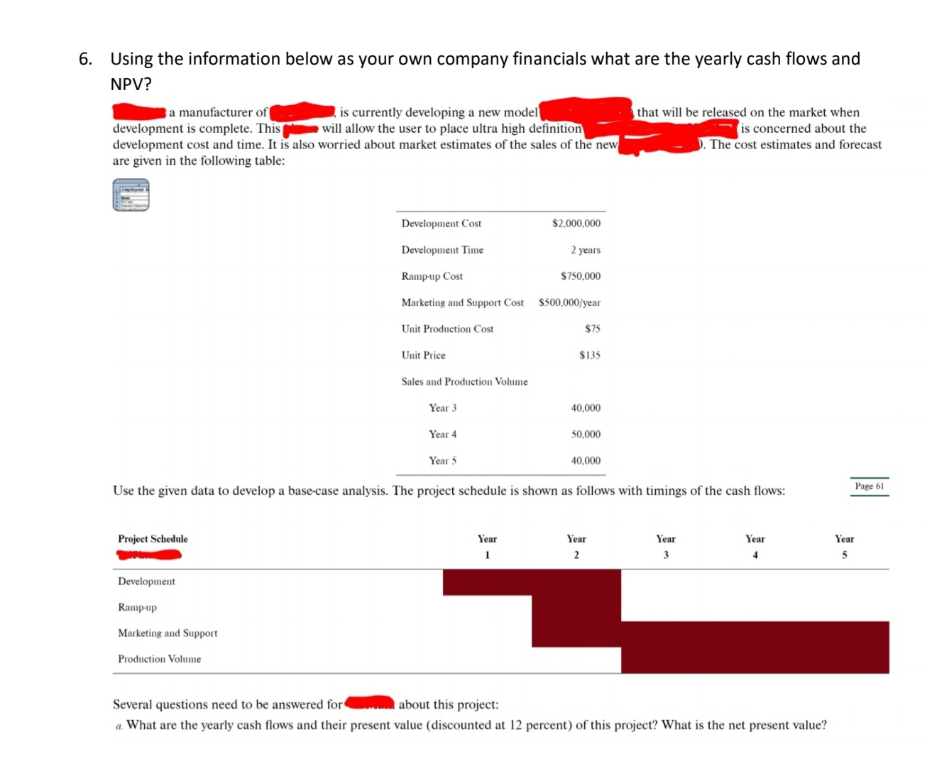 operation and supply chain management 6. Using the information below as your