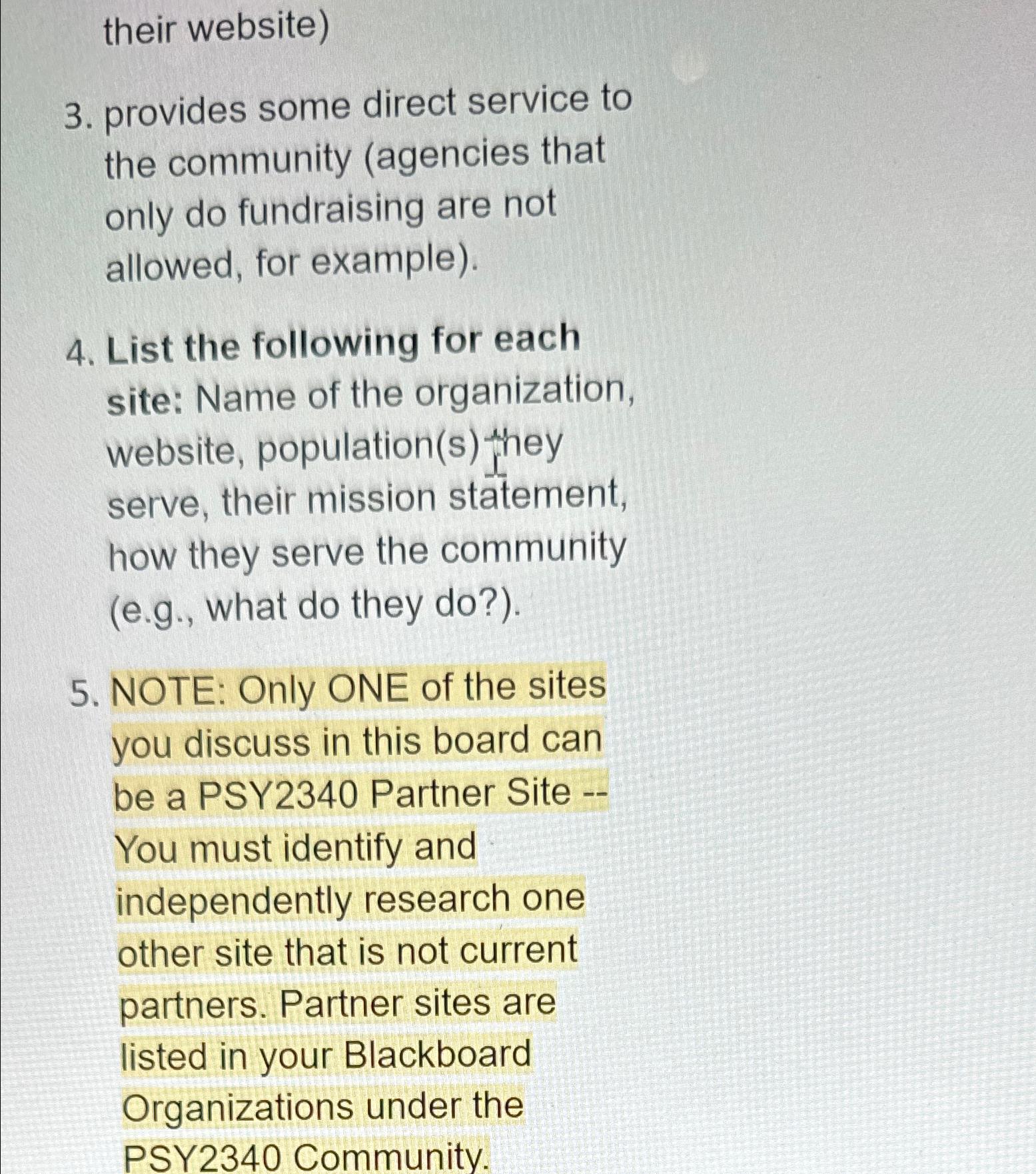  their website) 3. provides some direct service to the community (agencies