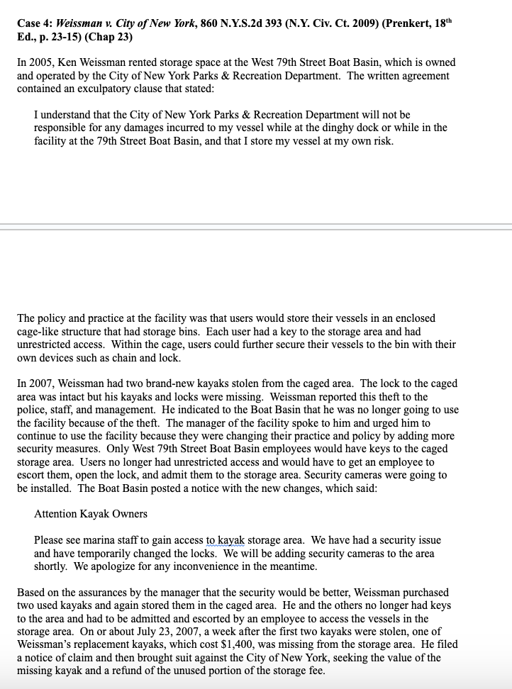 Questions 1-5 TRUE OR FALSE WITH AN EXPLANATION WHY Case 4: Weissman