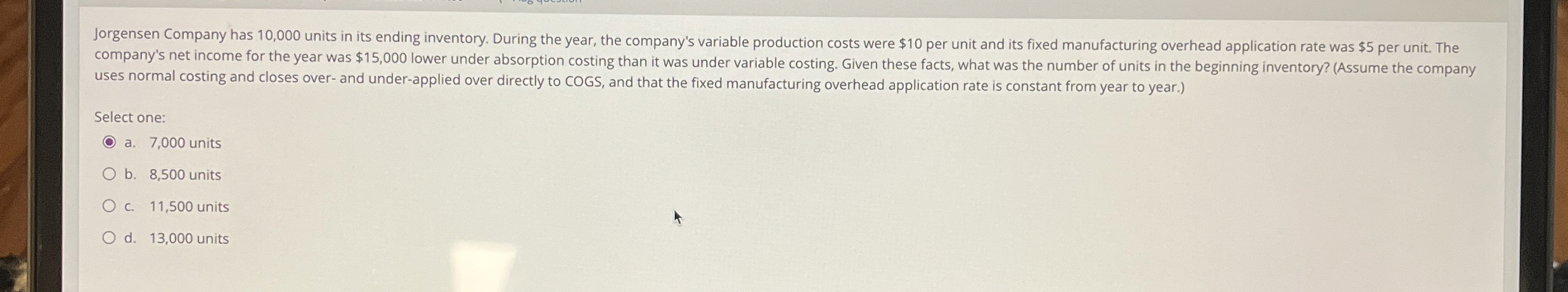  uses normal costing and closes over- and under-applied over directly to