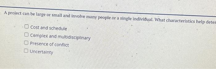  A project can be large or small and involve many people