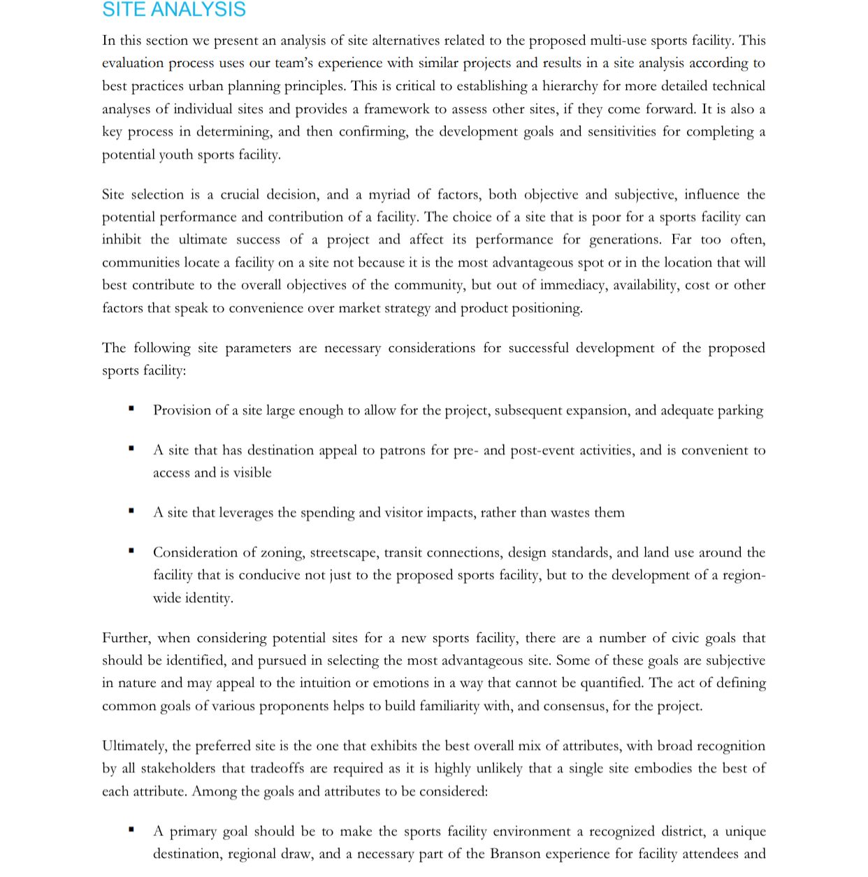 of operation (Year 5), activities and events at the additional fields are