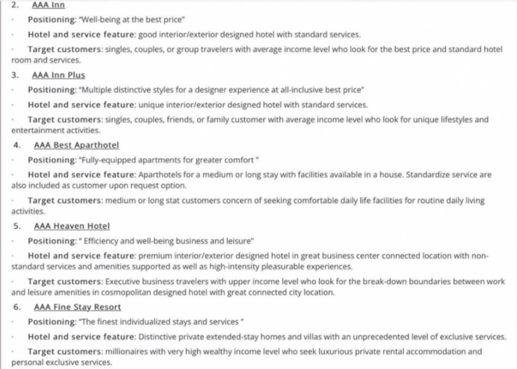 for your help. (7 sub-questions, total 34 points) AAA Hotels Group is