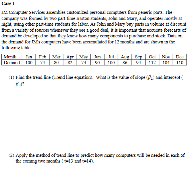  JM Computer Services assembles customized personal computers from generic parts. The